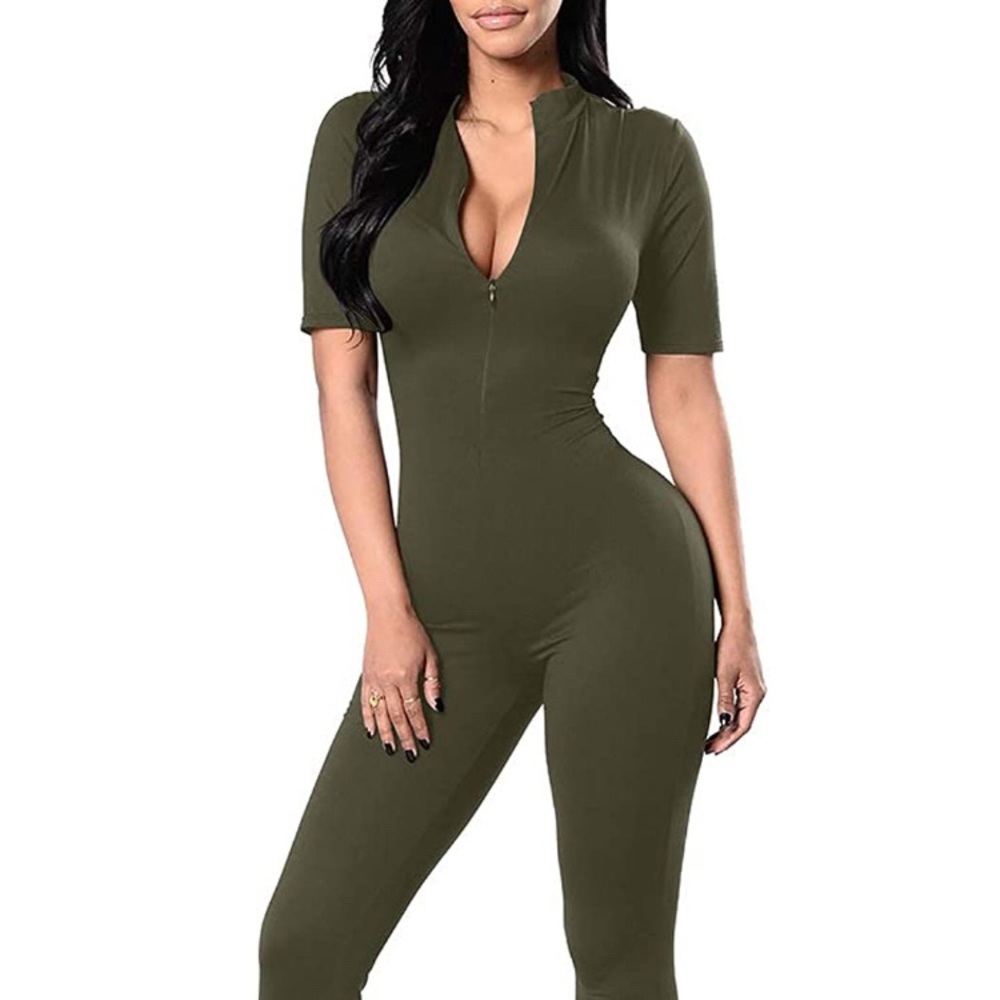 ultrasoft bodycon zippered jumpsuit